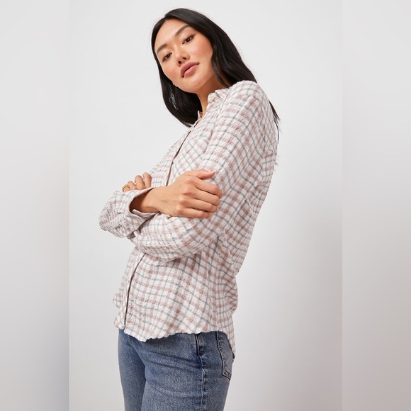 Rails Brady Seersucker Button Up Shirt Powder Steel Brush - Picture 1 of 11